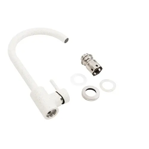 Змішувач кухонний Platinum NА3008A поворотний одноважільний з нержавіючої сталі білий в крапку (SP000032794) - фото 2