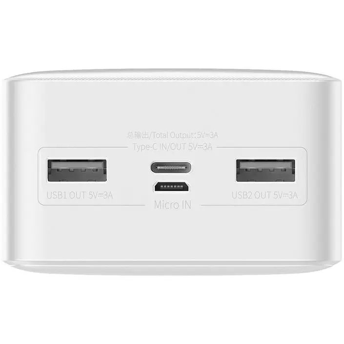 Зовнішній акумулятор (павербанк) Baseus Bipow Digital Display Powerbank 15W 30000 mAh White (PPBD050202) - фото 4