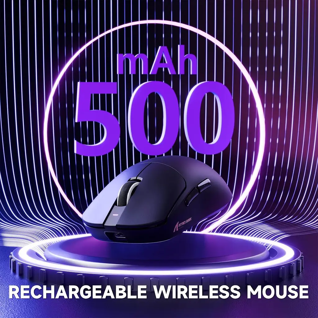 Бездротова миша ATTACK SHARK X8 Pro PAW 3395PRO Sensor,40K DPI,8K 2.4G/USB-C з кабелем/Bluetooth Чорна - фото 4