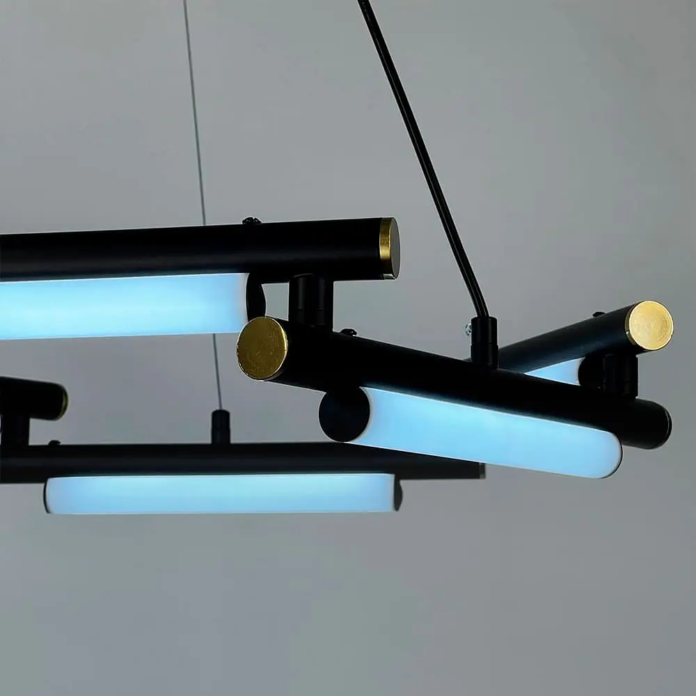 Уникальная подвесная люстра в черном кольцевом корпусе Ø 65 см Line F | Ст. MJ318-600 BK - фото 3