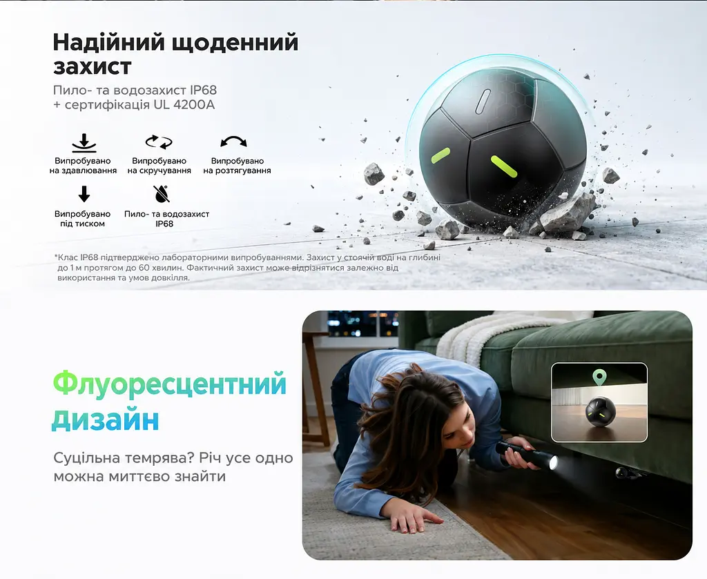 Bluetooth-трекер для пошуку речей UGREEN FineTrack 2 FT309 AirTag пошукова мітка Apple Find My для iPhone з iOS 14.5 або новішою та iPad з iPadOS 14.5 або новішою звуковий пошук поблизу до 110 дБ сповіщення про залишену річ режим втрати з контактними даними власника пошук через Apple Watch після налаштування захист від пилу та води IP68 до 7 років роботи батарея без можливості заміни та заряджання флуоресцентне оформлення чорний (95020) - фото 7