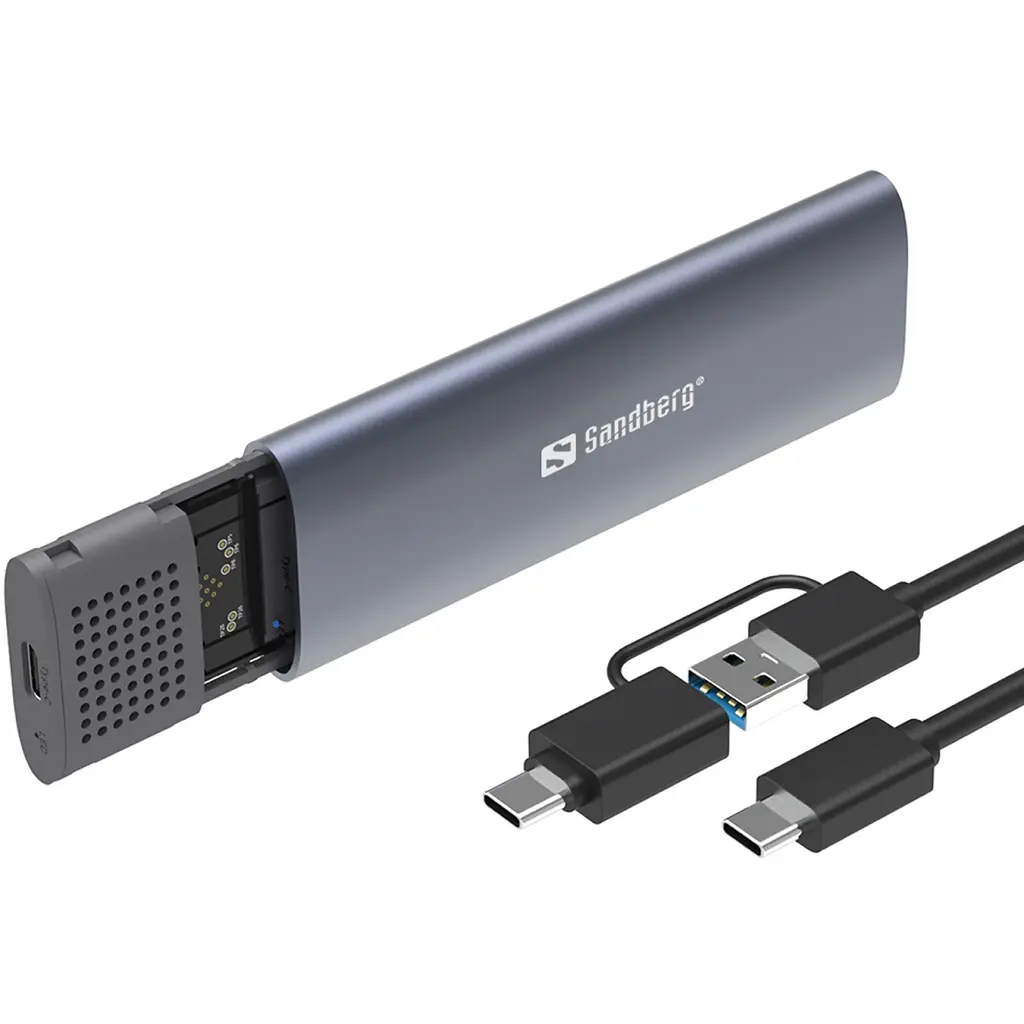 Зовнішня кишеня для SSD M.2, (NVMe) M-Key USB Type-C 3.2 сіра Sandberg - фото 3
