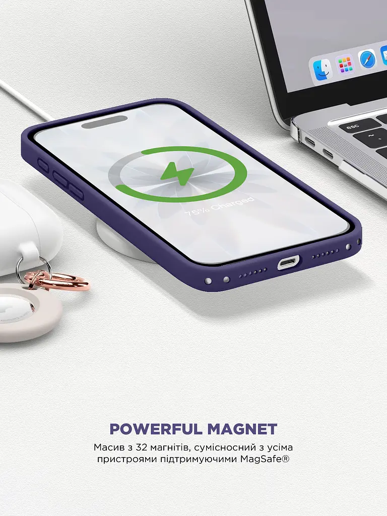 Силиконовый чехол с MagSafe для Apple iPhone 17, ICON2 MagCase, фиолетовый, противоударный, панель с мягкой подкладкой, защита всего корпуса, поддержка беспроводной зарядки, совместим с защитными стеклами и пленками, ArmorStandart (ARM88991) - фото 8