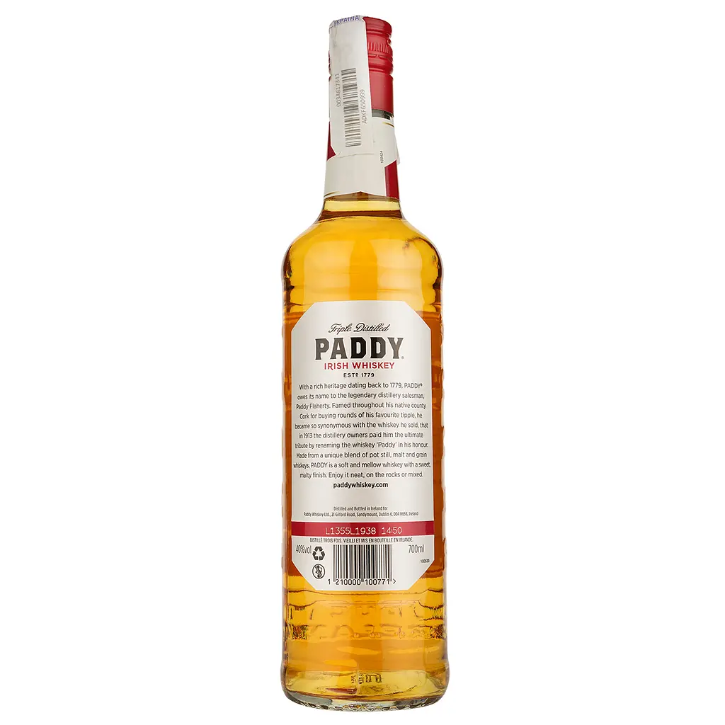 Виски Paddy Irish Whiskey 40% 0.7 л - фото 2