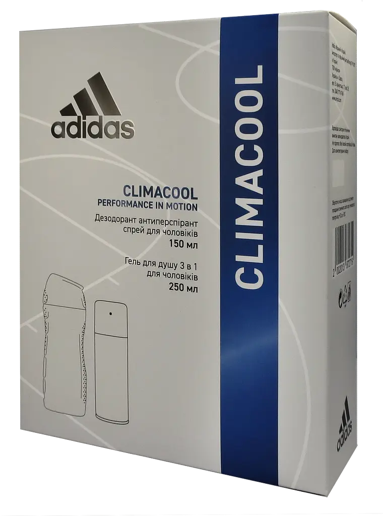 Набір для чоловіків Adidas 2020 Дезодорант-антиперспірант Climacool 150 мл + Гель для душу 3in1 Body hair and face 250 мл - фото 2