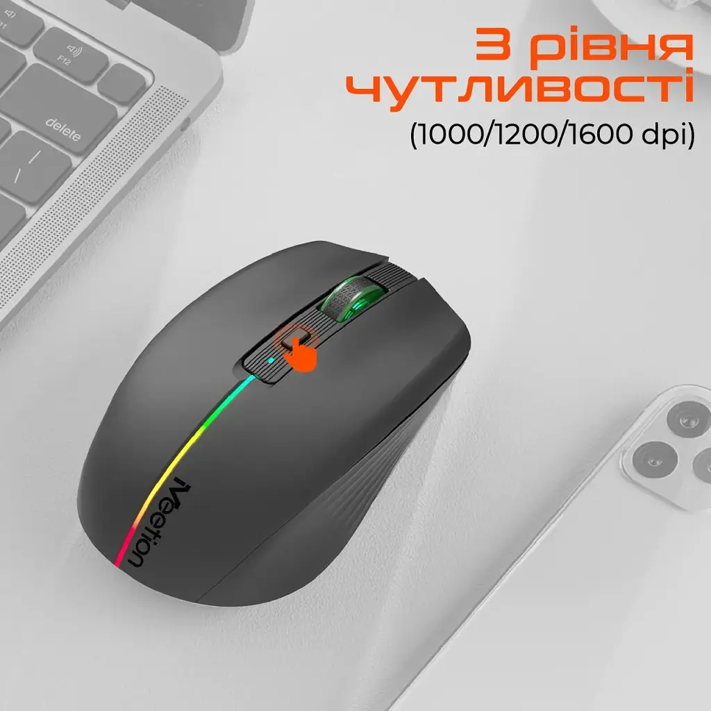 Мишка Meetion BTM002 Wireless/Bluetooth Black (MT-BTM002-A) - фото 4