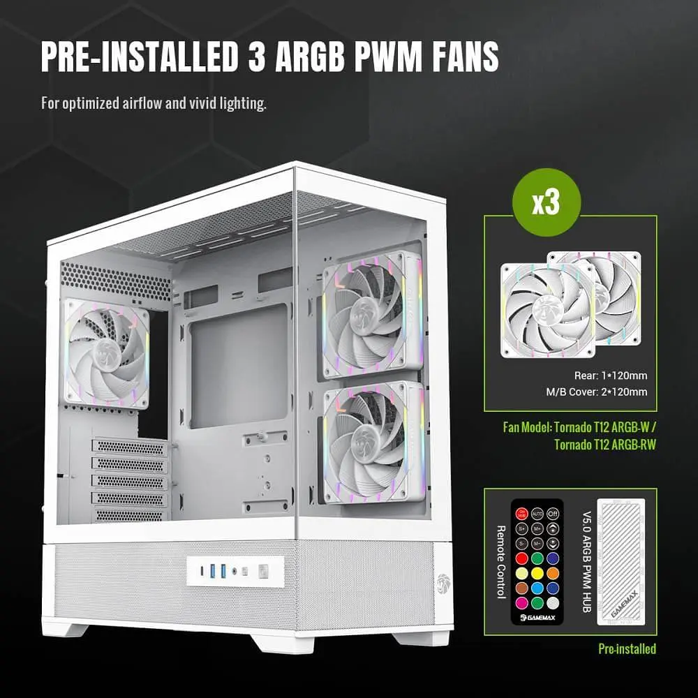 Корпус GameMax Vista 2 M Tempered Glass без БЖ White (VISTA 2 MW) Без БП - фото 13