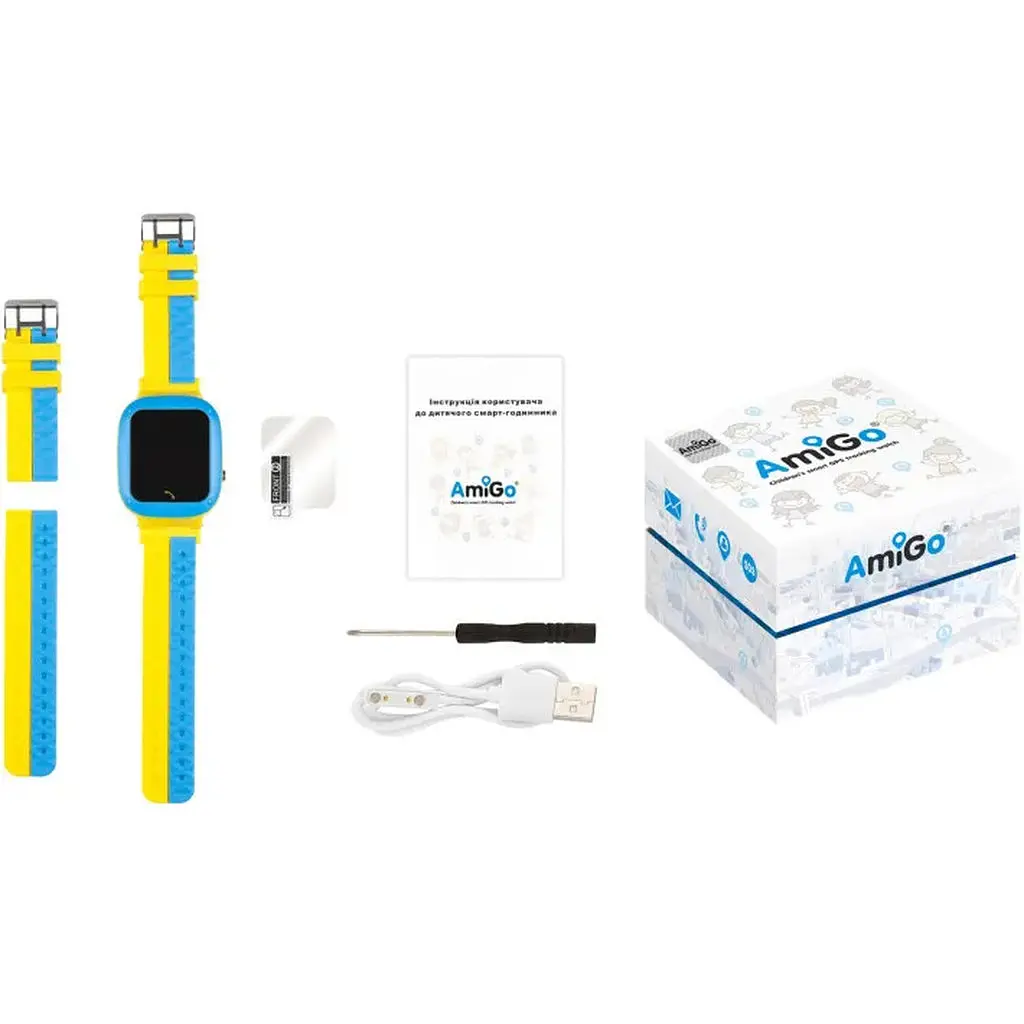 Smart Watch AmiGo GO004 Splashproof Camera+Led Blue/yellow RU UCRF - фото 3