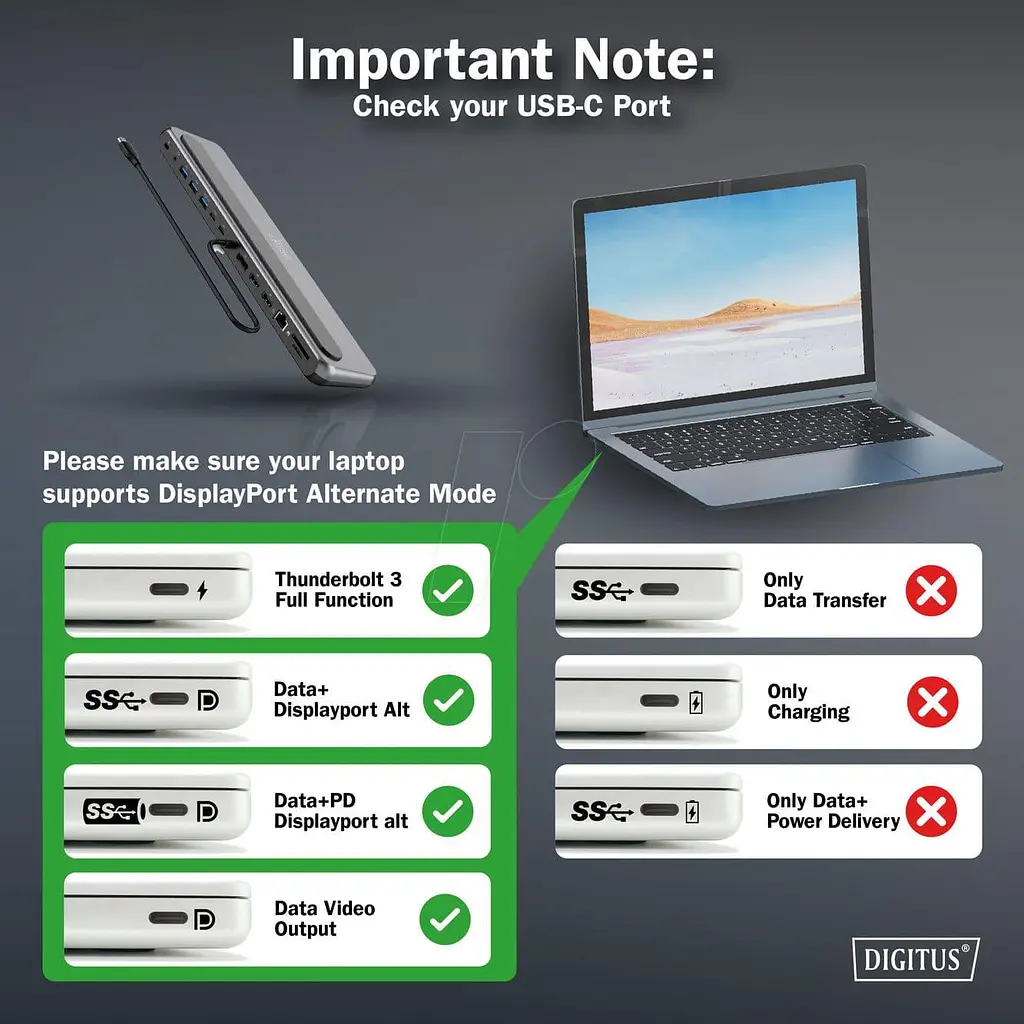 Док-станція Digitus USB-C 2xHDMI/1xDP/3xUSB-A/USB-C/RJ54/PD/Audio (DA-70919) - фото 10