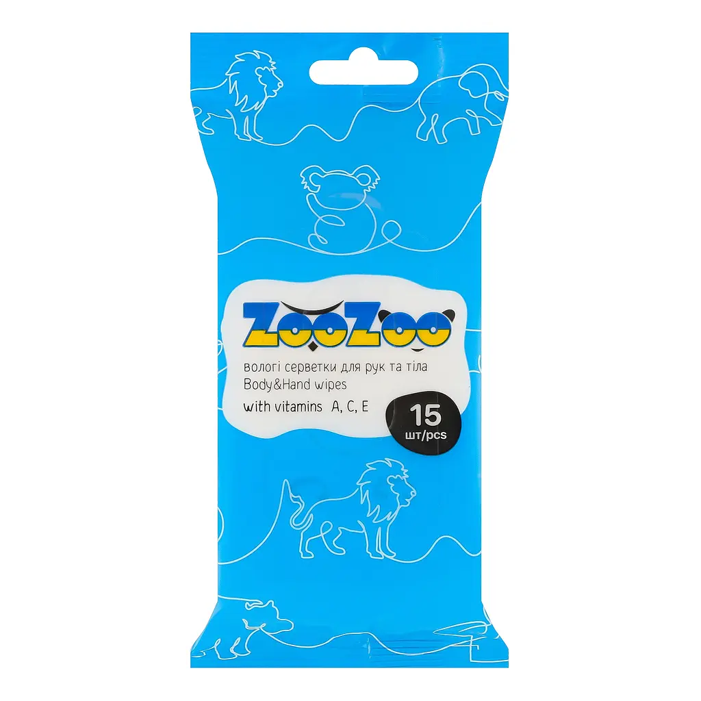 Серветки вологі для рук та тіла ZooZoo Вітаміни 15 шт. - фото 4