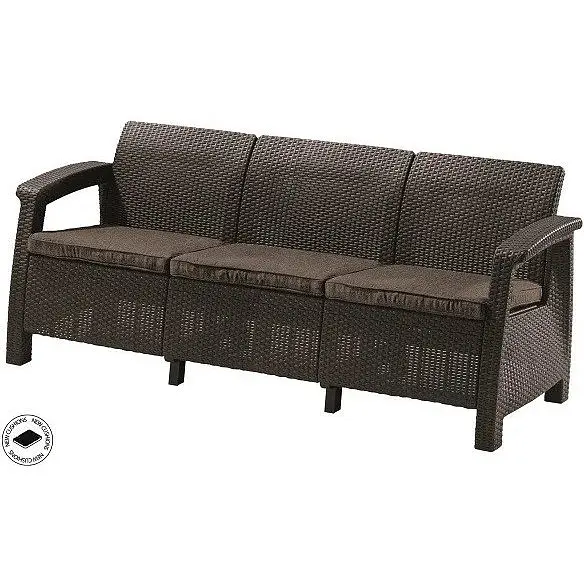Софа садова пластикова Allibert Corfu love seat max коричнева - фото 2