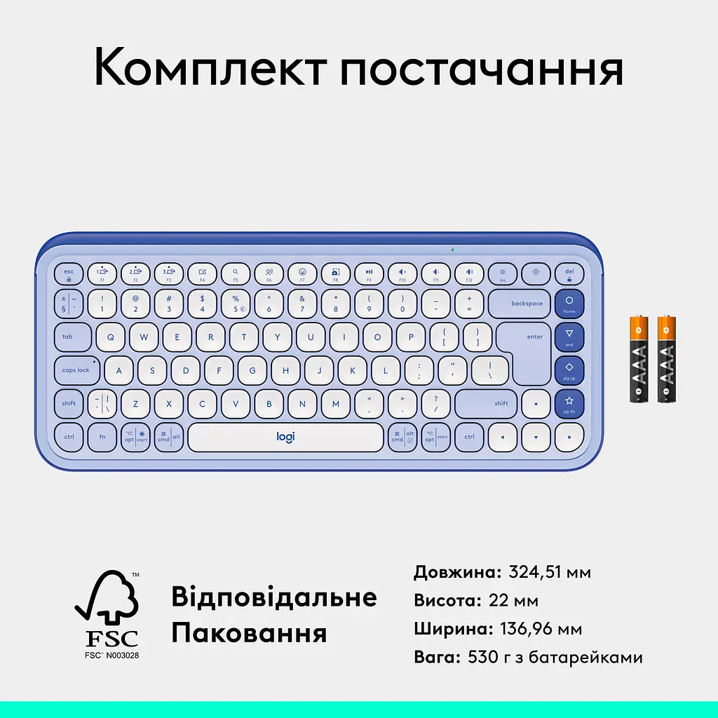 Клавіатура Logitech POP Icon Keys Bluetooth UA Lilac (920-013074) [118955] - фото 15