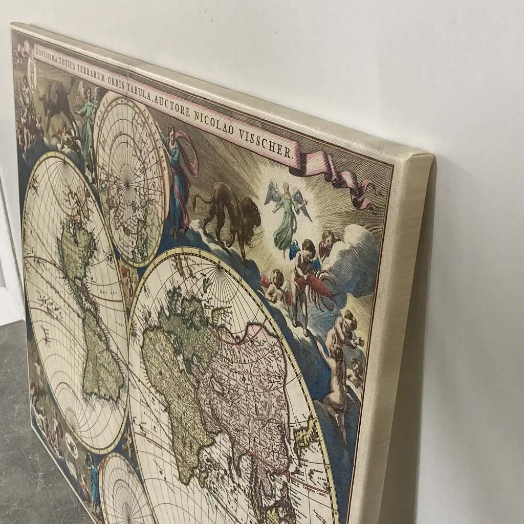 Інтер'єрна картина Стародавня карта Землі 1658, Earth Ancient Map, інтер'єрний декор, 60×75 см (id3038) - фото 3