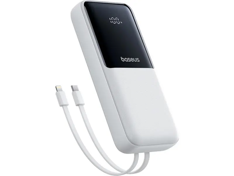 Зовнішній акумулятор (Power Bank) BASEUS Lipow Built-In Lightning/USB-C 20000mAh White (P10079102213-00)