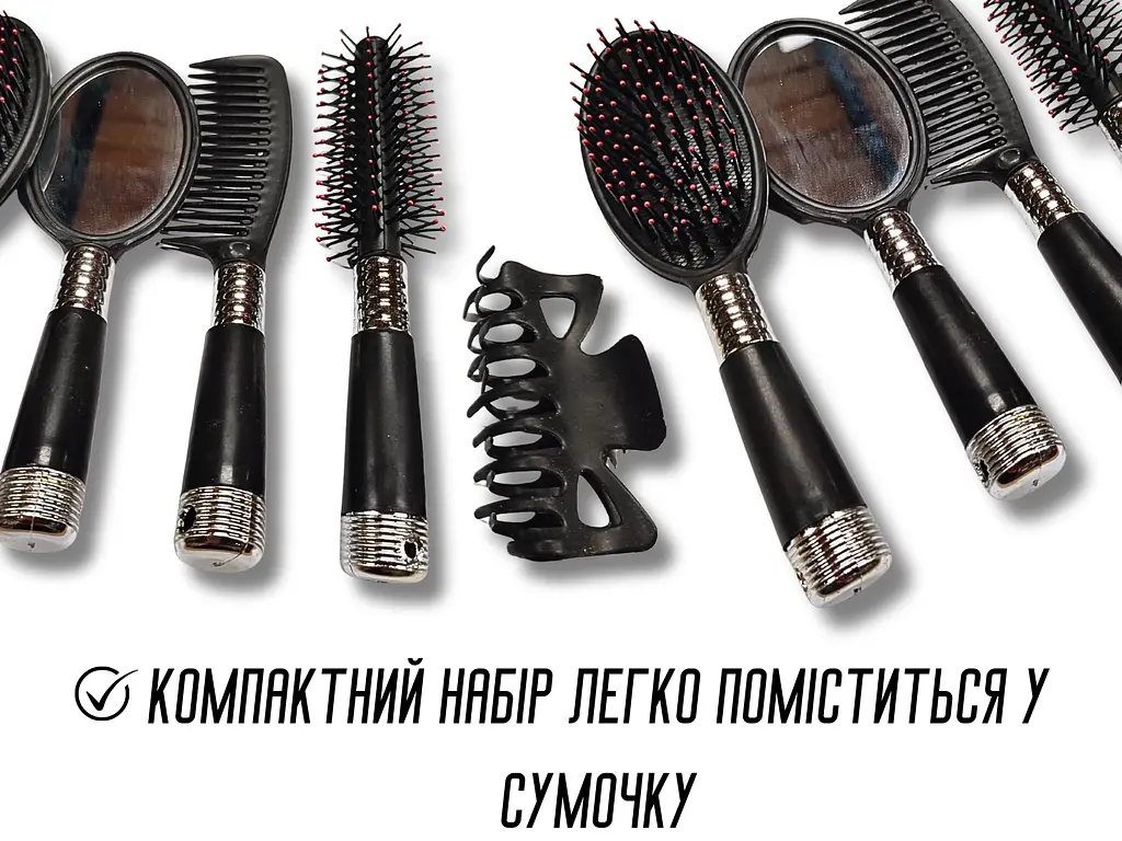 Набір пластмасових гребінців 5 предметів, Чорний - фото 4