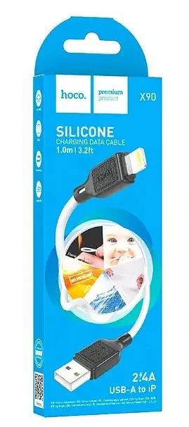 Кабель Hoco X90 Cool silicone charging data cable for Lightning White - фото 2