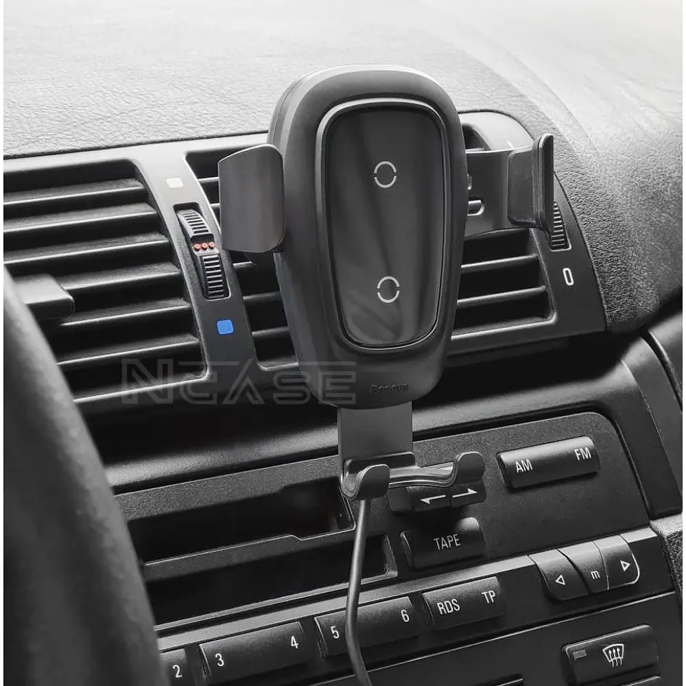 Автодержатель с беспроводной зарядкой Baseus Metal Gravity Car Mount (Air Outlet Version) 1.7A Qc3.0 gray (17217) - фото 3