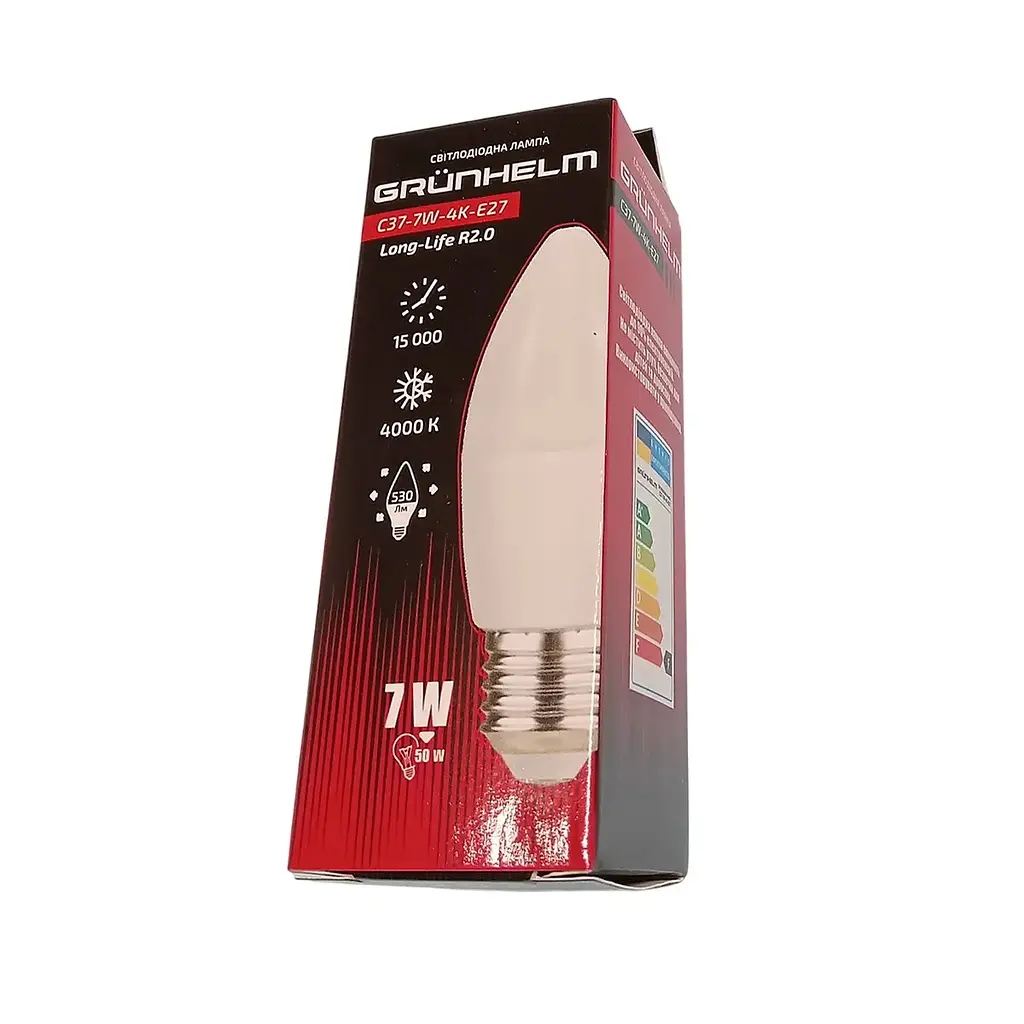 Лампа LED Grunhelm C37-7W-4K-E27 Long-Life R2.0 (149228) - фото 2