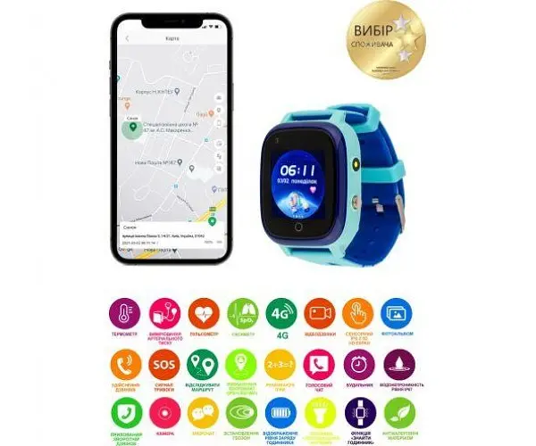 Детские часы-телефон Amigo GO005 Thermometer 4G WI-FI голубые - фото 10