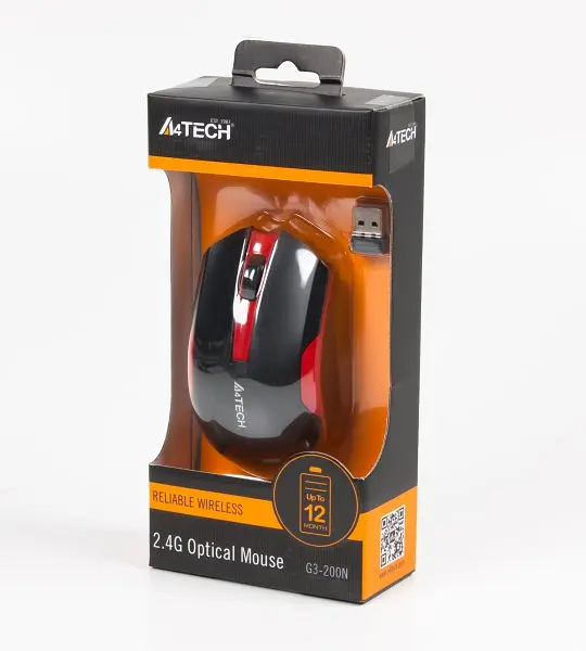 Миша A4Tech G3-200N Wireless black+red - фото 4