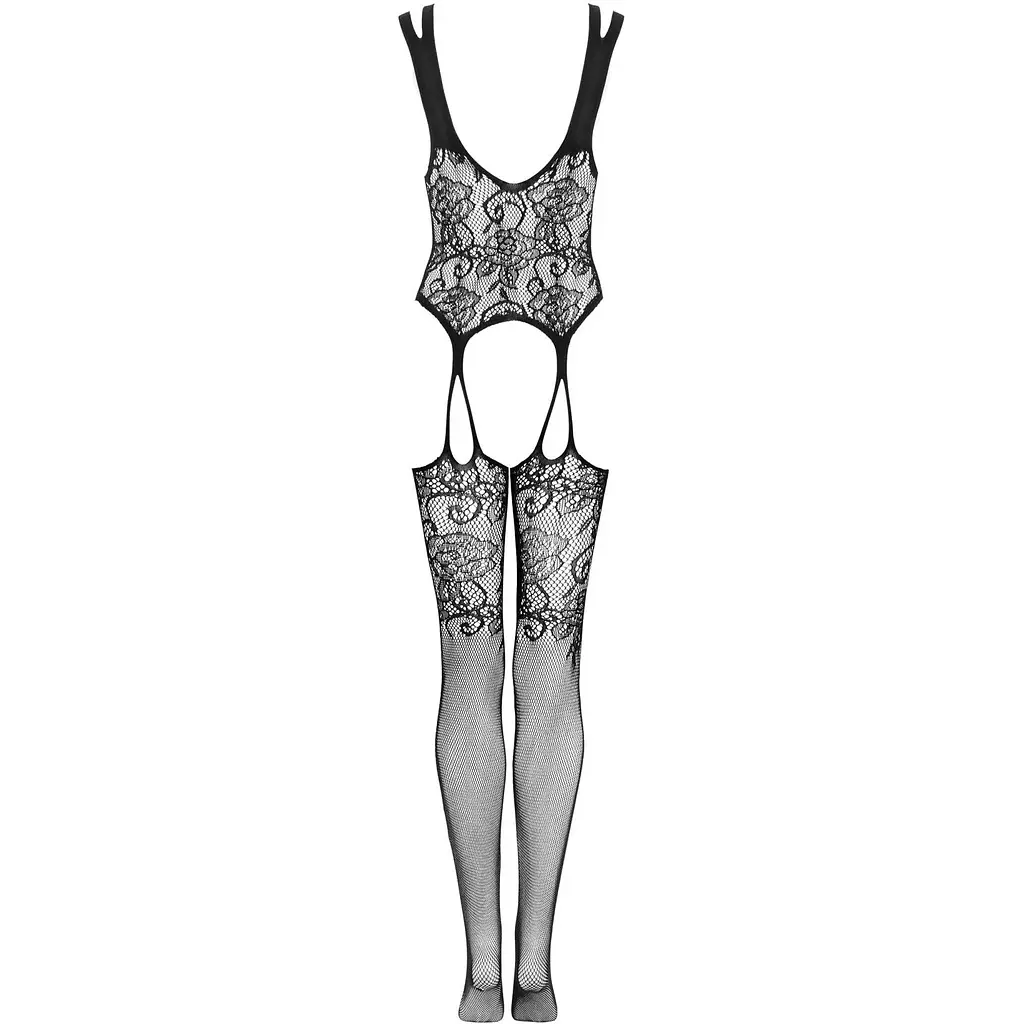 Бодістокінг Obsessive Bodystocking F237 S/M/L, рослинне плетіння, імітація панчіх - фото 6