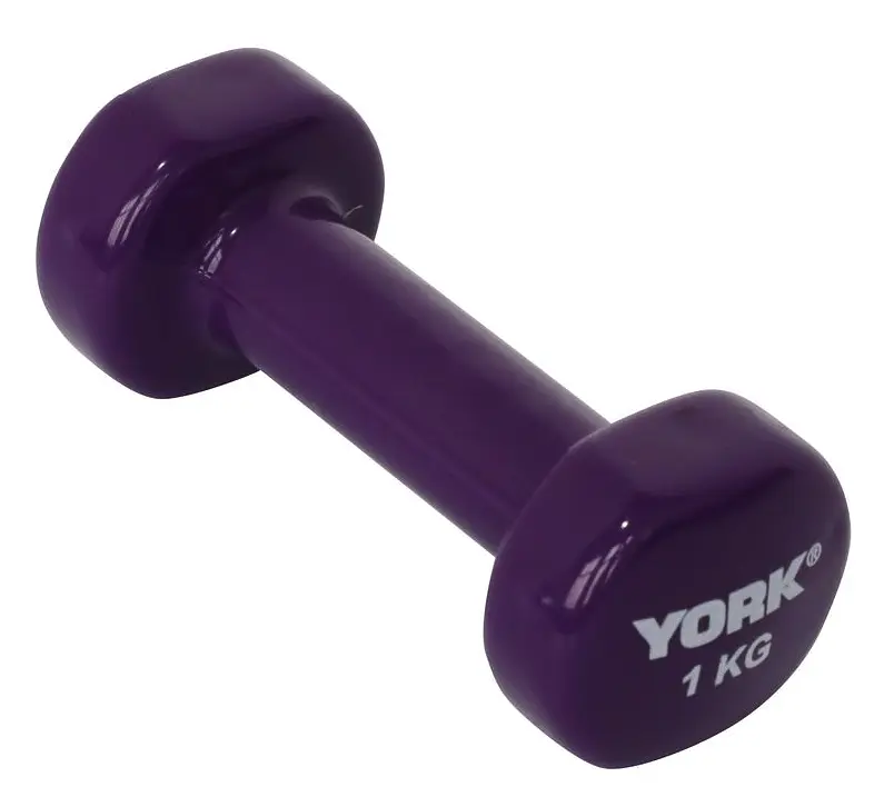 Гантелі для фітнесу вінілові круглі York Fitness 2х1кг фіолетовий - фото 2