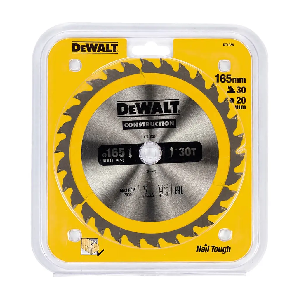 Диск пиляльний DeWALT CONSTRUCTION, 165х20 мм, 30z (ATB), 10 гр. (DT1935) - фото 2