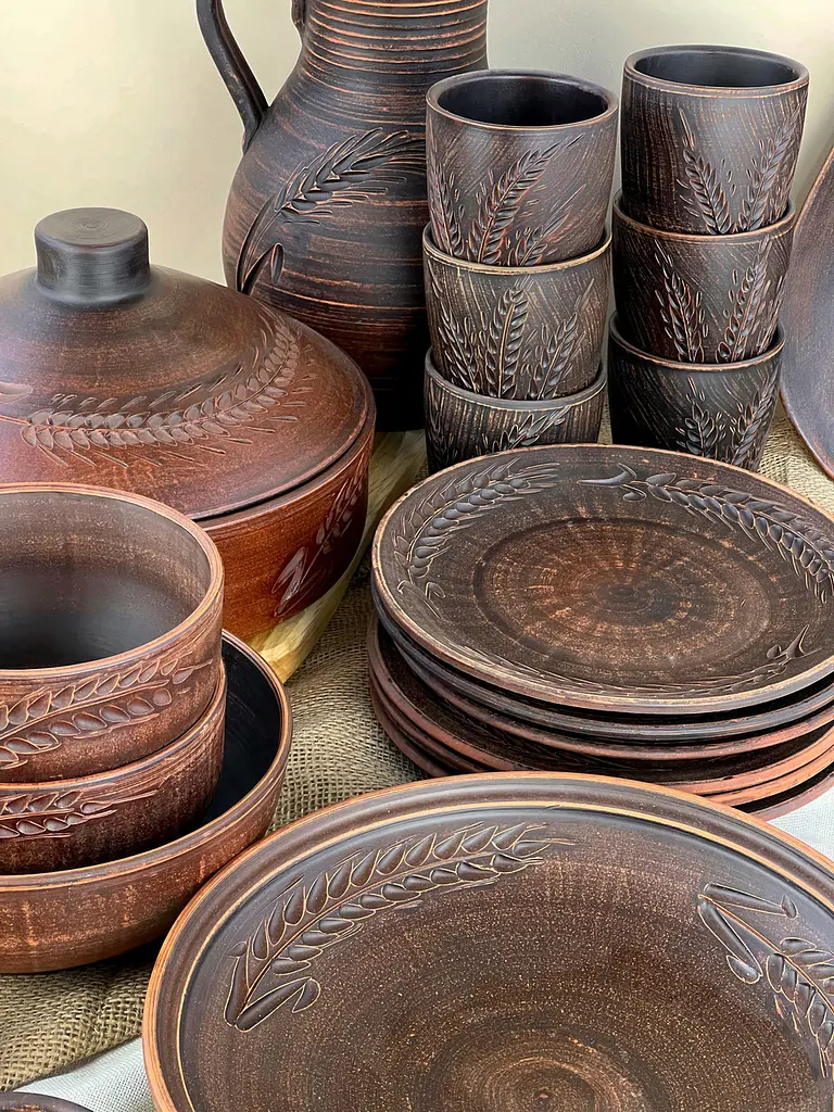 Столовий сервіз керамічного (глиняного) посуду на 6 осіб Колосок - фото 3