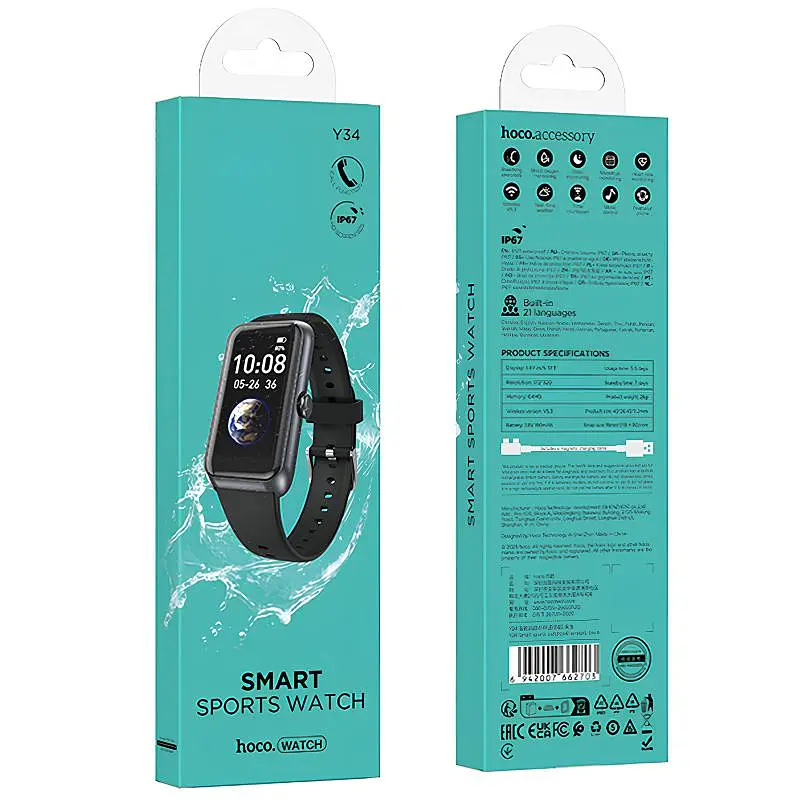 Смарт-годинник Y34 Smart sports watch (call version) Black Hoco teh0030154 - фото 4