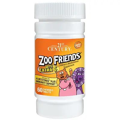 Вітаміни та мінерали 21st Century Zoo Friends with Extra C, 60 таблеток