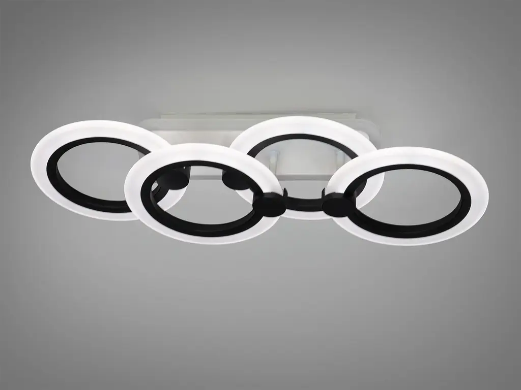 Люстра стельова LED Diasha HA8022/2+2BK Ring, 50W, 3200K-6500K, білий акрил, сучасний стиль, з пультом, димером, LED підсвітка - фото 3