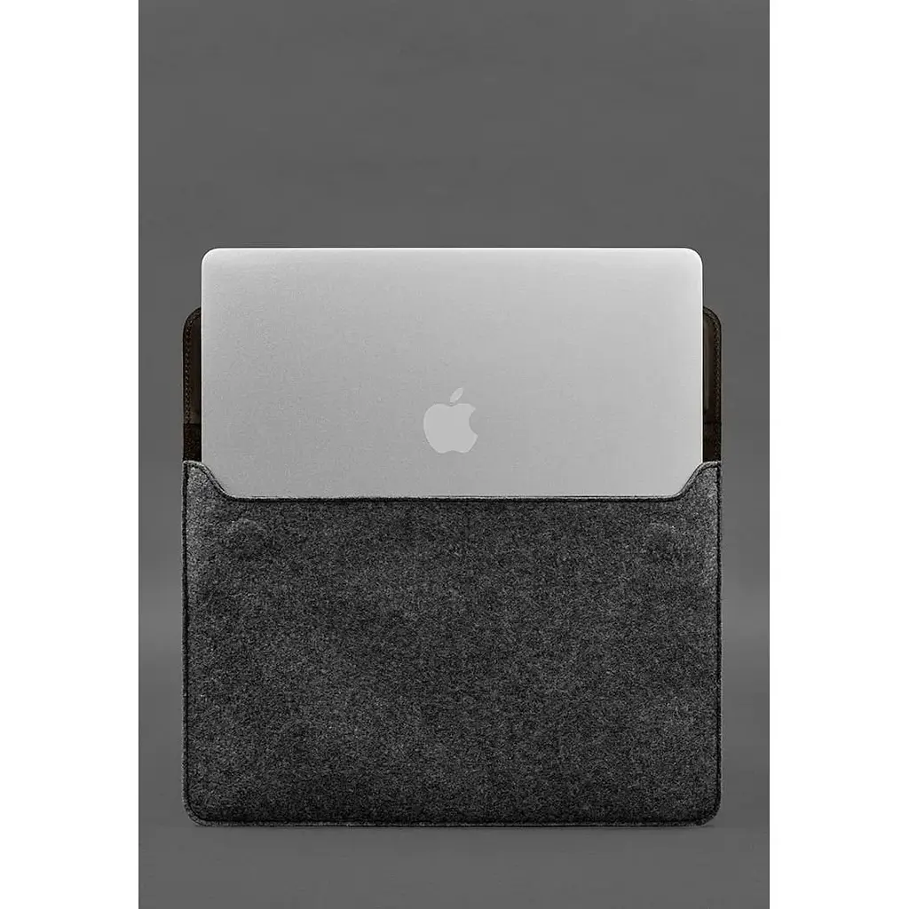Чохол-конверт BlankNote Crazy Horse для MacBook 14 із клапаном шкіра+фетр Темно-коричневий - фото 4