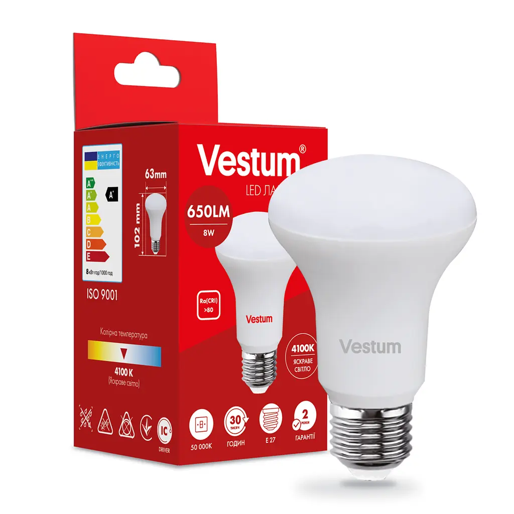 Світлодіодна лампа Vestum R63 8W 4100K 220V E27 1-VS-1403 - фото 3