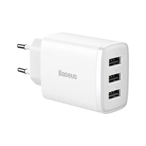Мережевий зарядний пристрій Baseus Compact Charger 3-USB 17W EU білий CCXJ020102