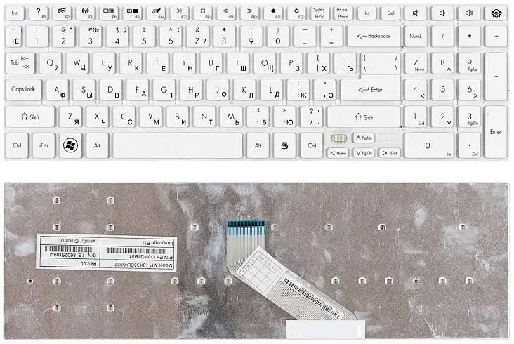 Клавіатура для ноутбука Gateway NV55S, NV57H, NV75S, NV77H White, (No Frame) - фото 3