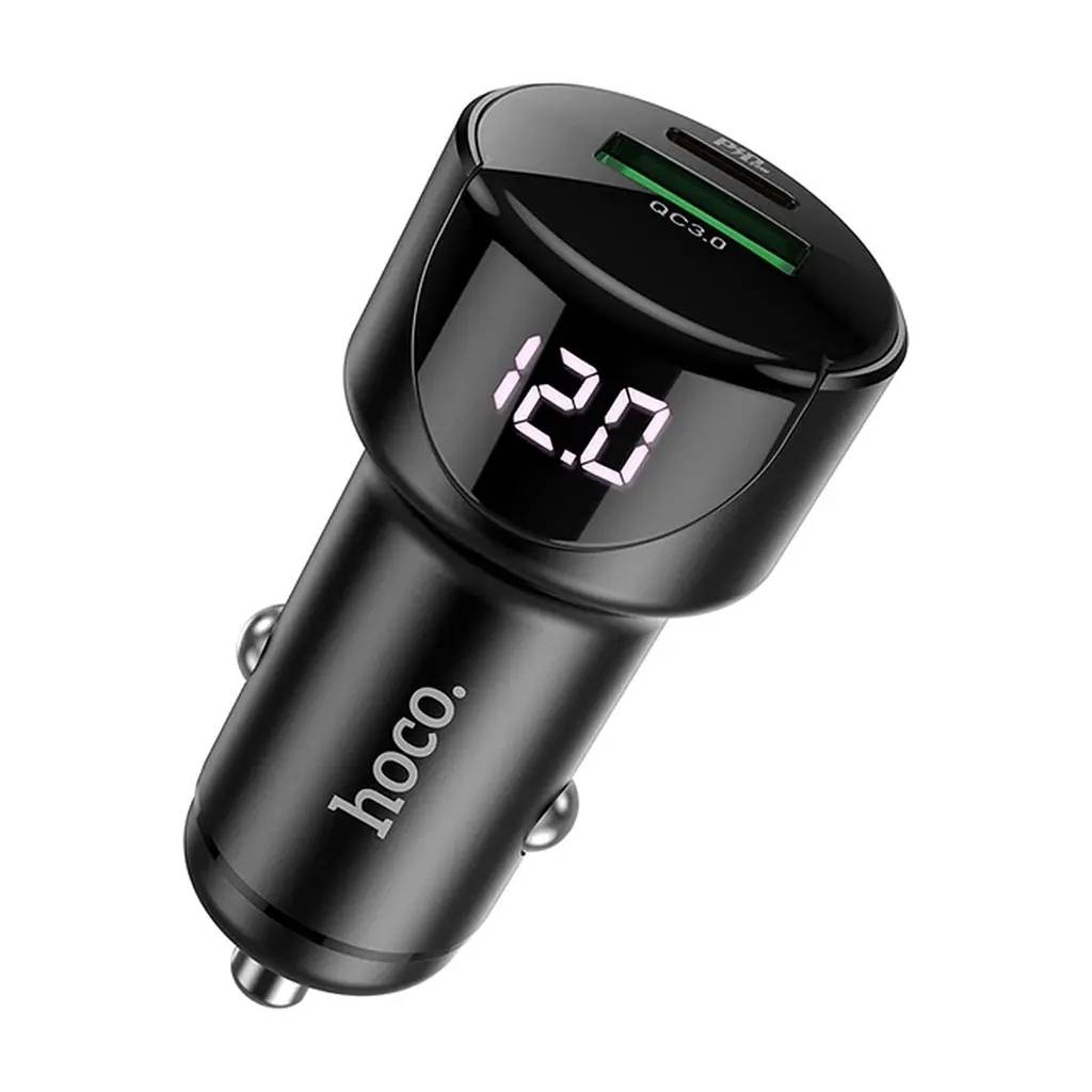 Зарядний пристрій HOCO 1xUSB-C PD20W + 1xUSB QC3.0 car adapter Z42 black (6931474742544) - фото 2