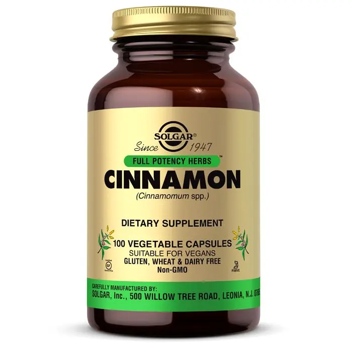 Натуральна добавка Solgar Cinnamon Full Potency Herbs, 100 вегакапсул