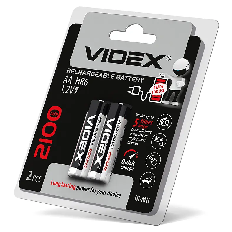 Акумулятори Videx HR6/AA 2100mAh double blister/2шт VIDEX (23340-000) - фото 2
