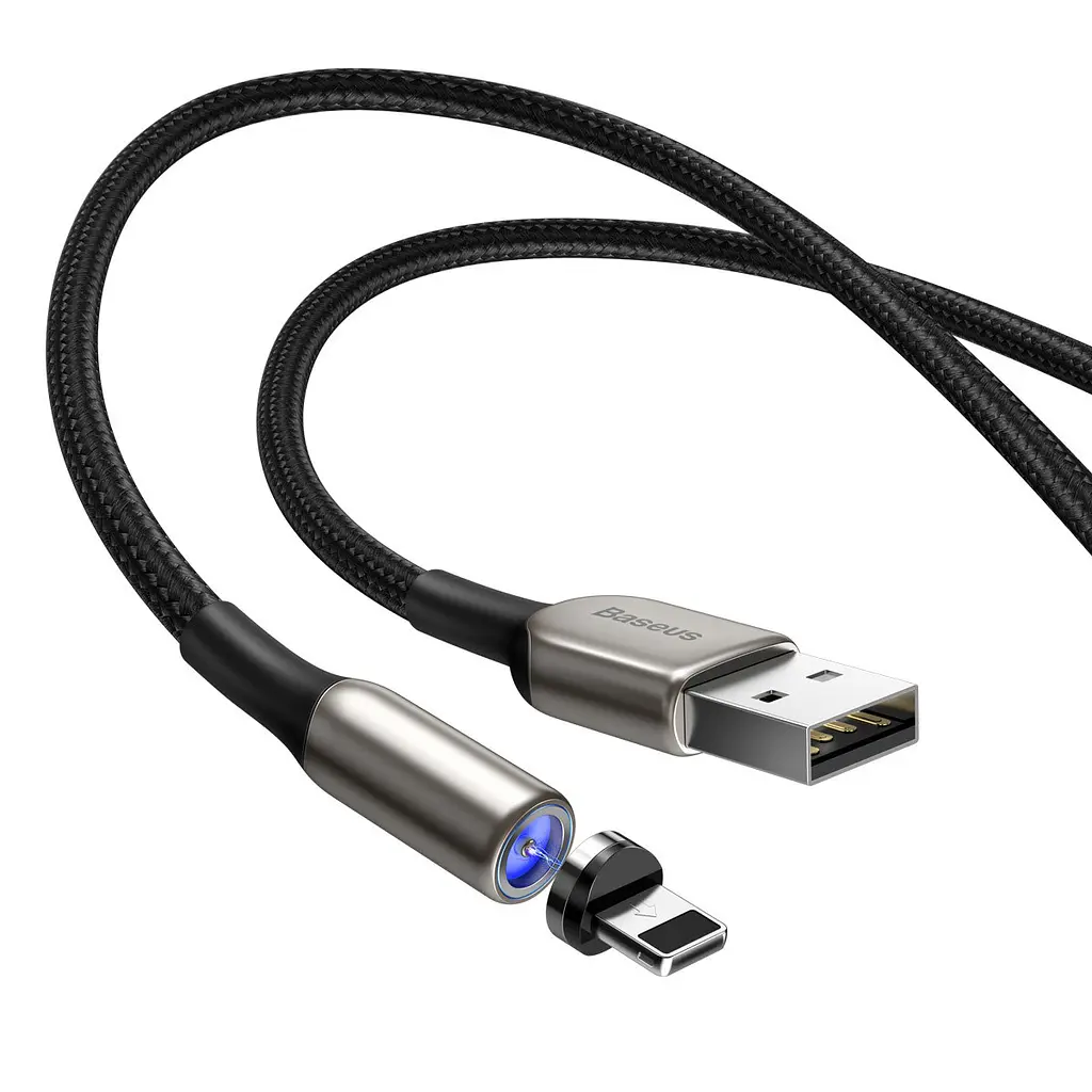 Кабель з оздоблюваним конектором Lightning Baseus Zinc Magnetic Cable USB For iP 2 A 1m - фото 2