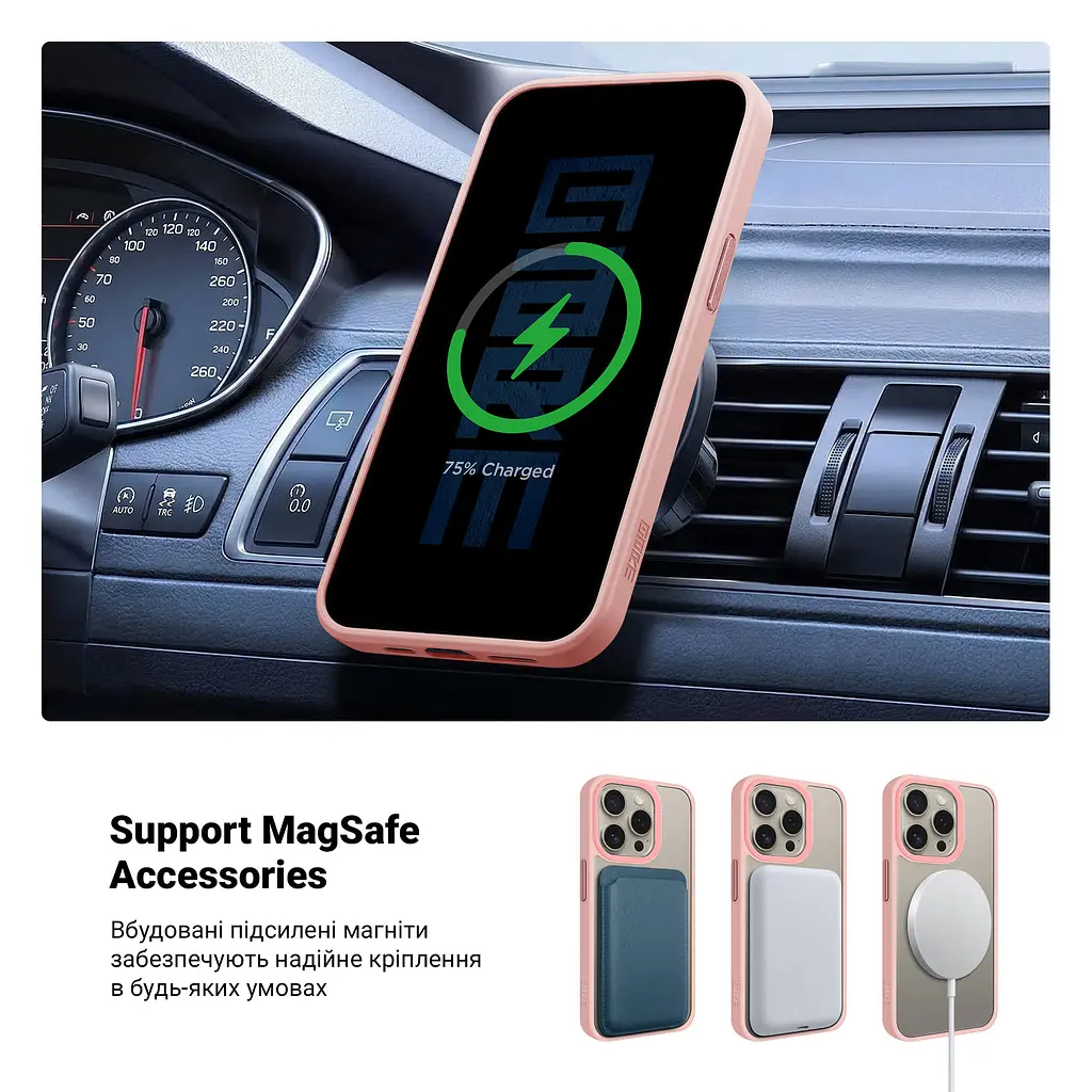 Чехол для Apple iPhone 14 Pro, Uniq MagCase, розовый, противоударный, панель-накладка с магсейф, ударопрочный TPU+PC, с магнитом MagSafe, поддержка полноценной беспроводной зарядки, ArmorStandart (ARM75293) - фото 4