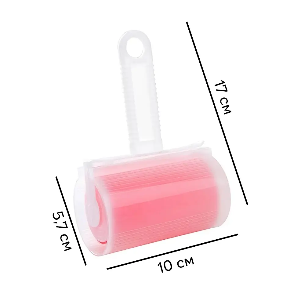 Многоразовый липкий ролик для чистки одежды Semi Sticky roller for clothes с чехлом, Pink - фото 6