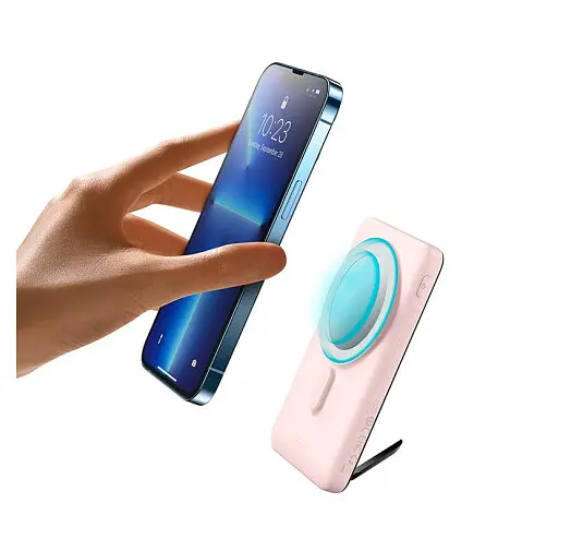Портативна батарея Baseus Magnetic Bracket Wireless Fast Charge Power Bank 10000 mAh 20W PPCX000004 Pink - фото 3
