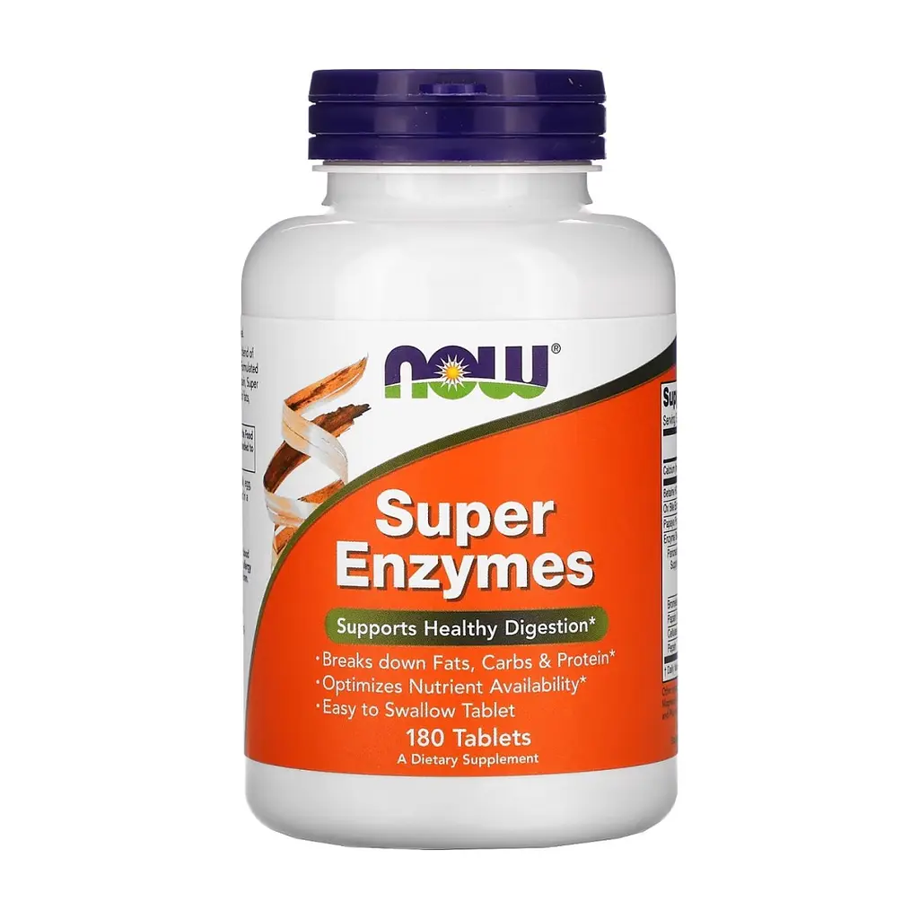 Пробіотики Now Foods Супер Ензими, Super Enzymes, 180 таблеток (NOW-02962)