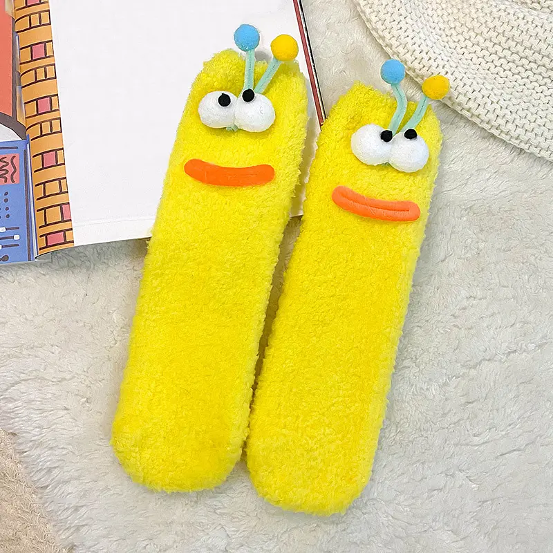 Шкарпетки дитячі флісові жовта гусениця One Size 4116