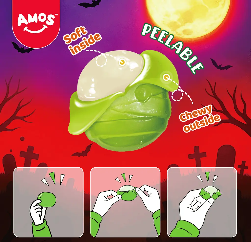 Жувальні цукерки Amos Halloween Peelerz Mummies 170г - фото 5