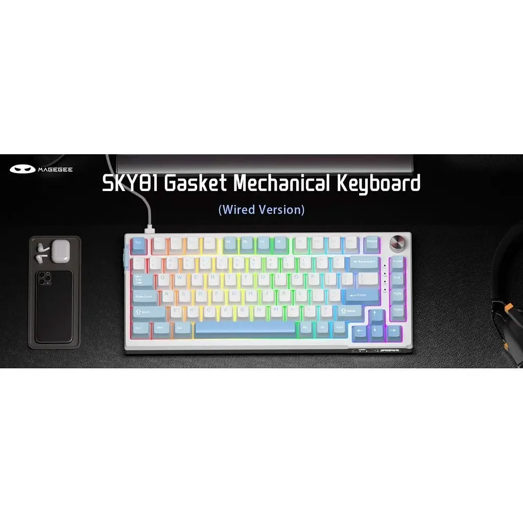Клавіатура MageGee SKY 81 RGB Pink Bear Switch Ice Sea Blue (6971969728844-UA) [164303] - фото 7