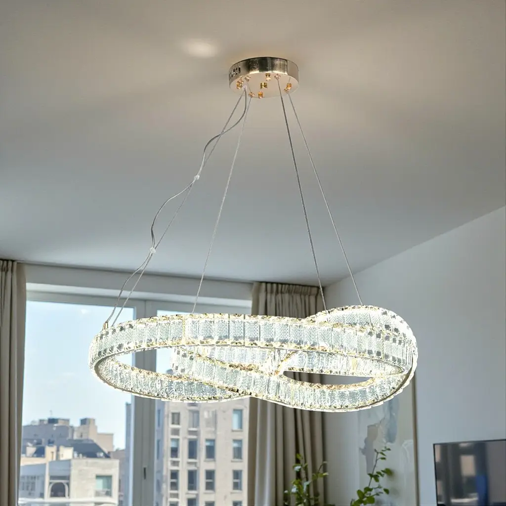 Підвісна кришталева LED-люстра Diasha D8880/600G, золота, Ø 65 см, 92 W, з пультом - фото 3