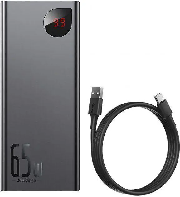 Power Bank Baseus Adaman Metal Digital Display 20000mAh 65W (PPIMDA-D01) Quick Charge Black EU - фото 3