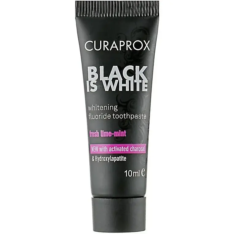 Зубна паста Curaprox Black is White З активованим вугіллям 10 мл (7612412425895)