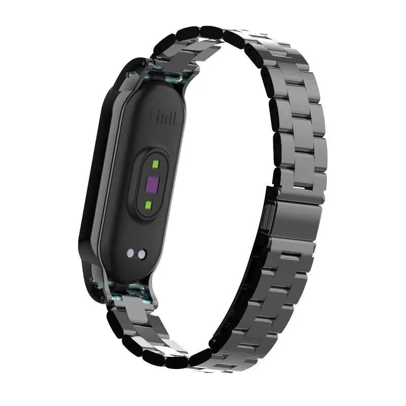 Ремінець для фітнес-браслета Boorui для Xiaomi Mi Band 5 і 6 металевий чорний - фото 2